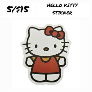 Hello Kitty Sticker Self-Adhesive Laptop Water Bottle White Cat Red Bow Dress